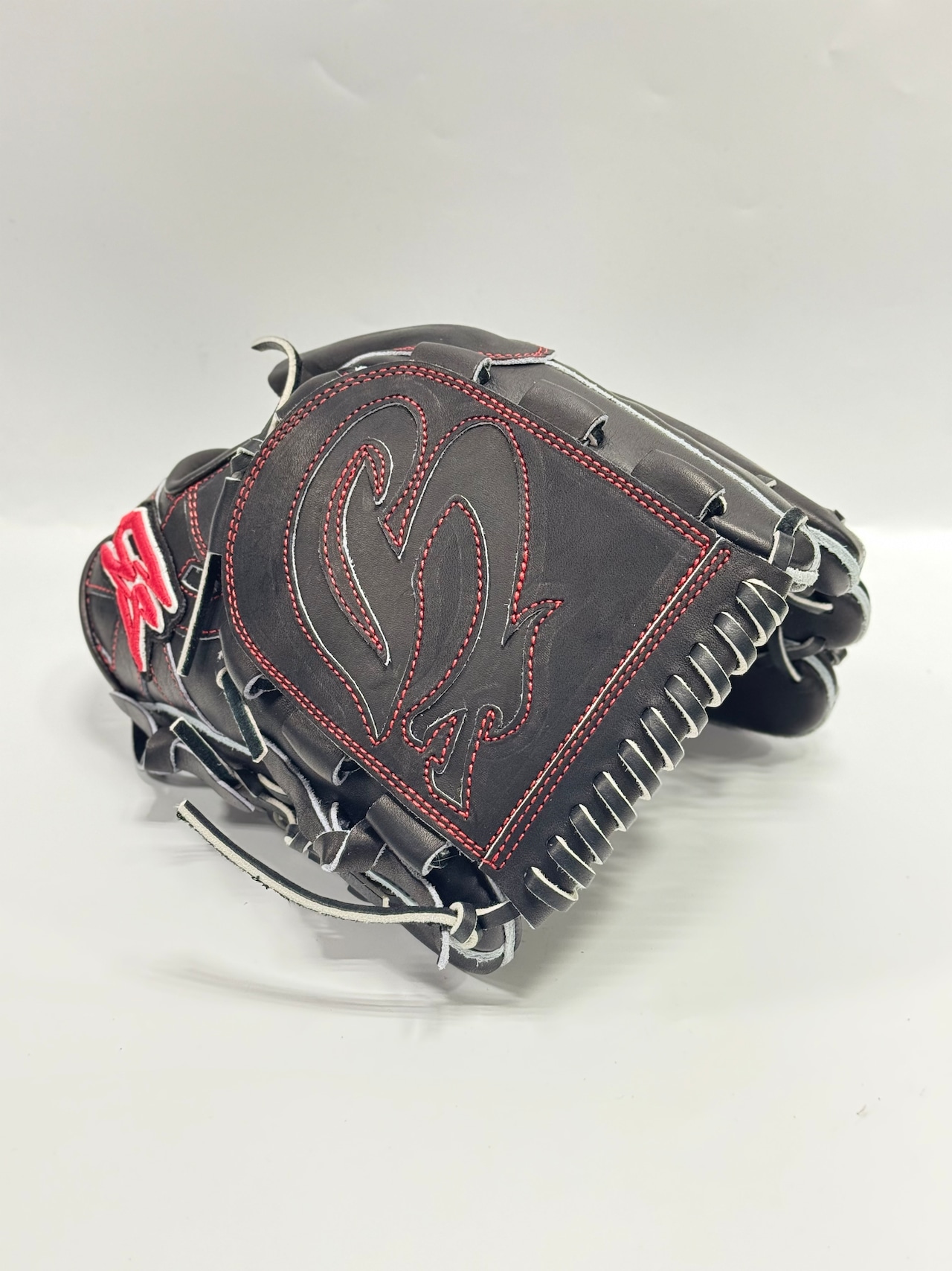 GSーゴリラスポーツ ハイグレードモデル 硬式グローブ 右投げ用 サムライ型投手用カスタム STブラック×ブラック レッドステッチ・画像4