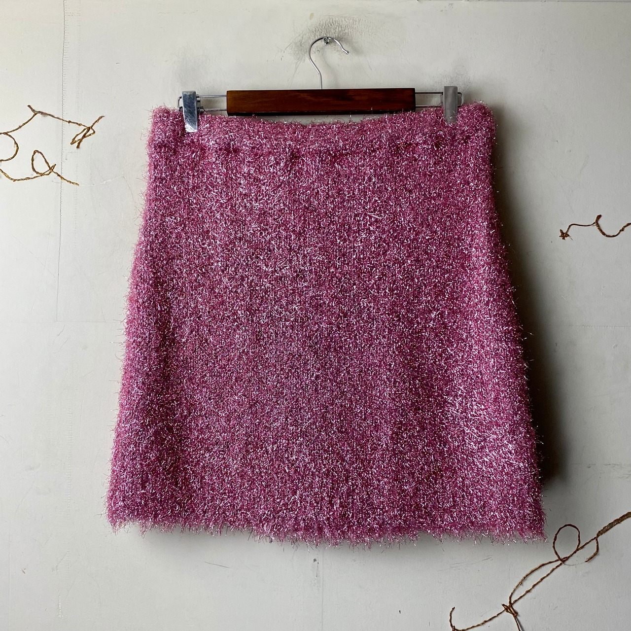 DOLCE&GABBANA pink lurex shaggy skirt