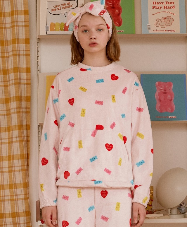 【rolarola】ROLAROLA X HARIBO PAJAMAS SWEATSHIRT PINK めいるめいるスマイル