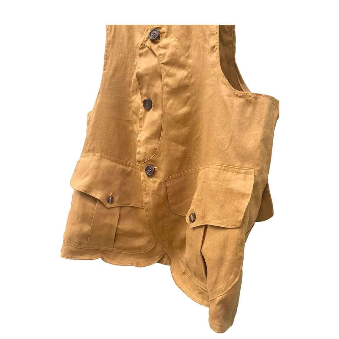 Hungting Vest「 Heavy Linen Mustard 」 - ハンティング ベスト