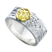 在庫あり　Taro Washimi 鷲見太郎 arabesque design 10mm ring S K18 flower metal