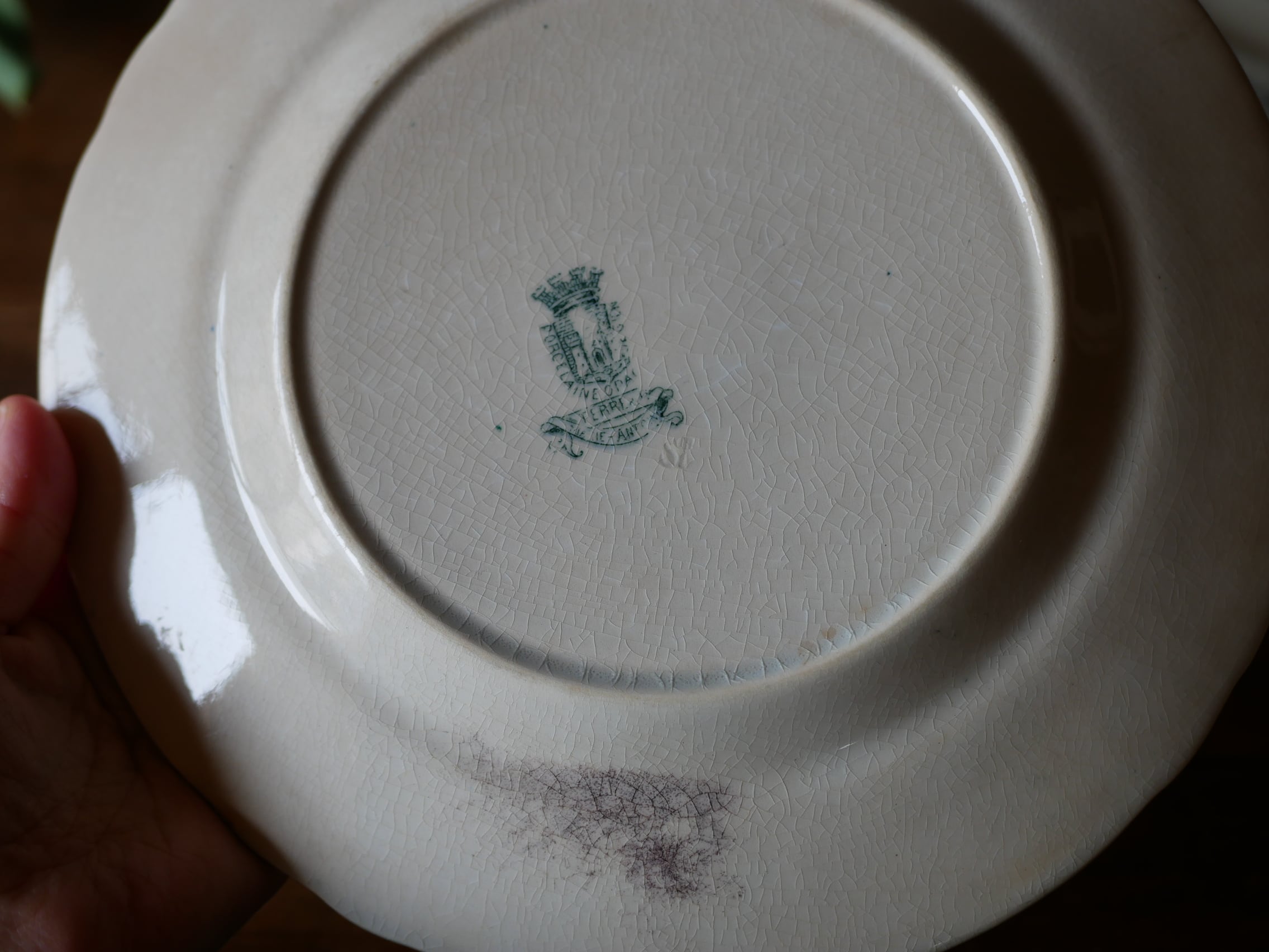 在庫→2 GIEN ”マリーアントワネット” プレートフランスアンティーク