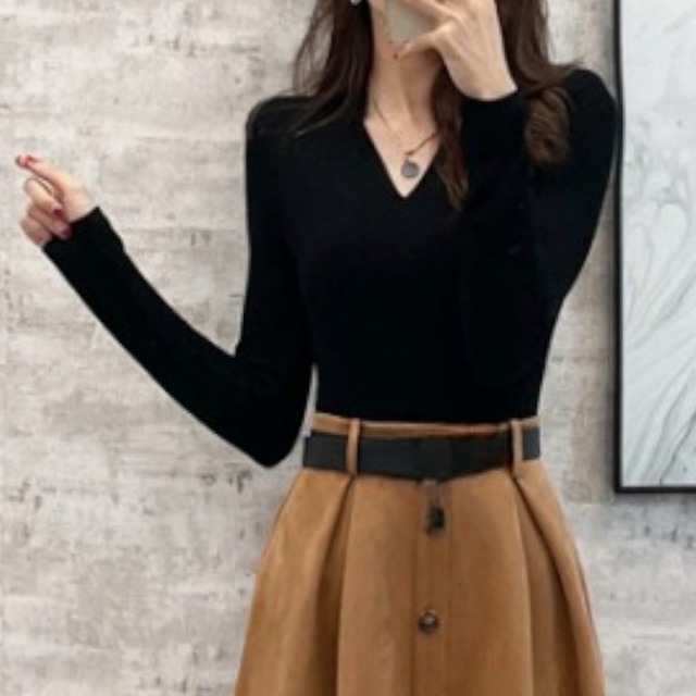 ブラックニットトップ A00841