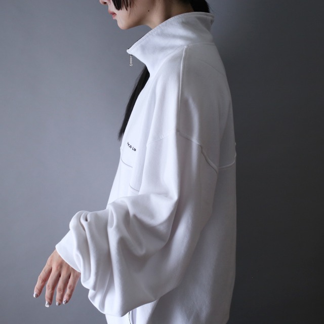 over silhouette white color half-zip sweat pullover