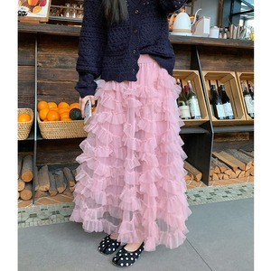 mesh sheer tiered frill fairy ciffon long-skirt 2litr05686