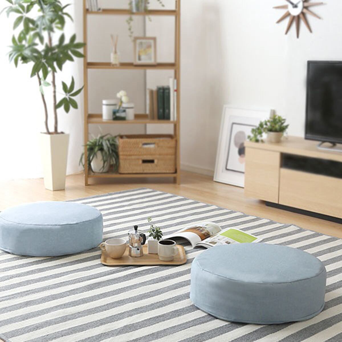 しっとり沈むカバーリング低反発クッション 洗濯可能なクッションカバー 丸型