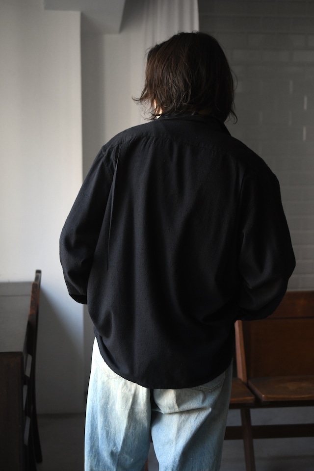 A.PRESSE / Silk Nep Loop Collar Shirt (Black)