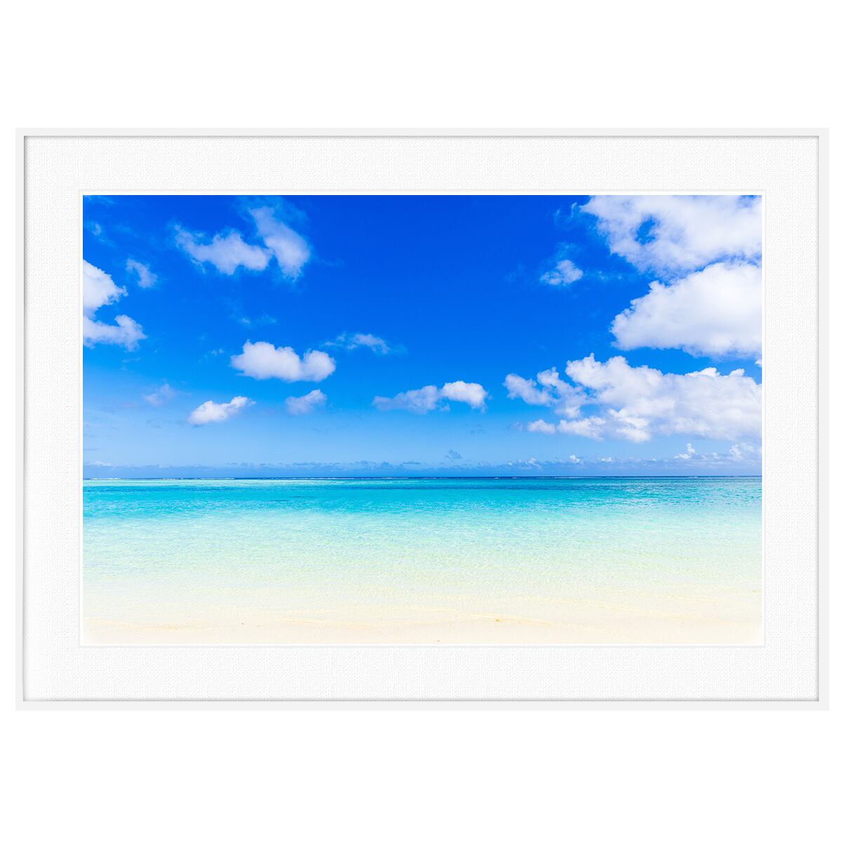 夏写真 アメリカ写真 グアム島の砂浜A インテリアアートポスター額装 AS0305