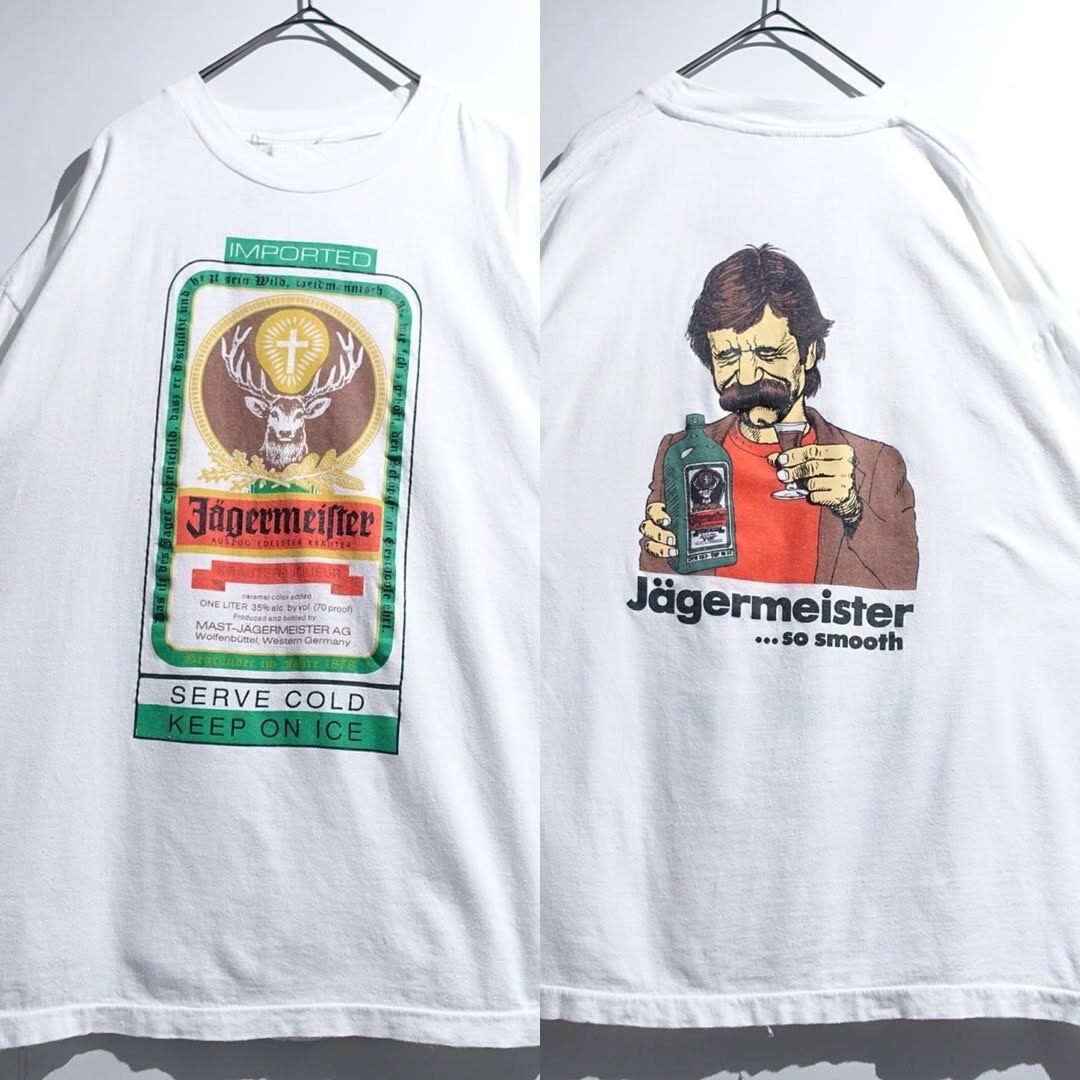 90s White Jagermeister Liquor Print Design T-Shirt
