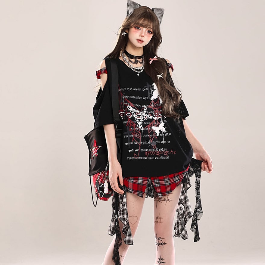 Tシャツ オフショル パンク｜天使と悪魔 | サブカル系地雷通販 天使と