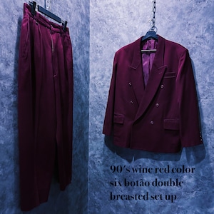【doppio】90's wine red color six botão double breasted set up