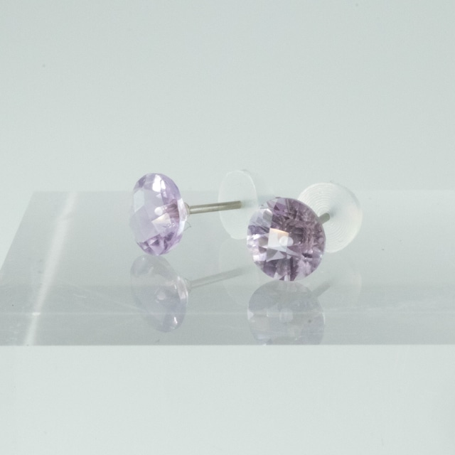 ピンクアメシスト　チタンポストピアス