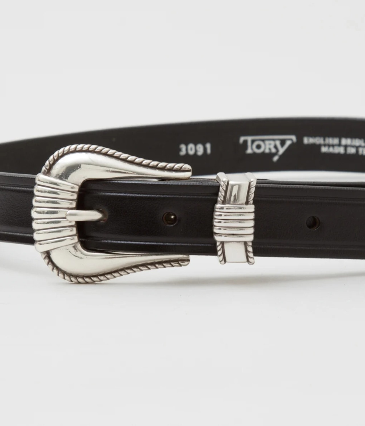 TORY LEATHER   / 1 inch "3 -Piece Silver Buckle Belt(BLACK×NICKEL)