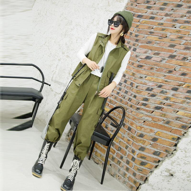 プラスサイズの女性の2020年秋新しいチョッキ、薄くてワイドレッグのパンツスーツ、太った姉妹、ファッショナブルなスリーピーススーツ ミックスインファッション24802428831