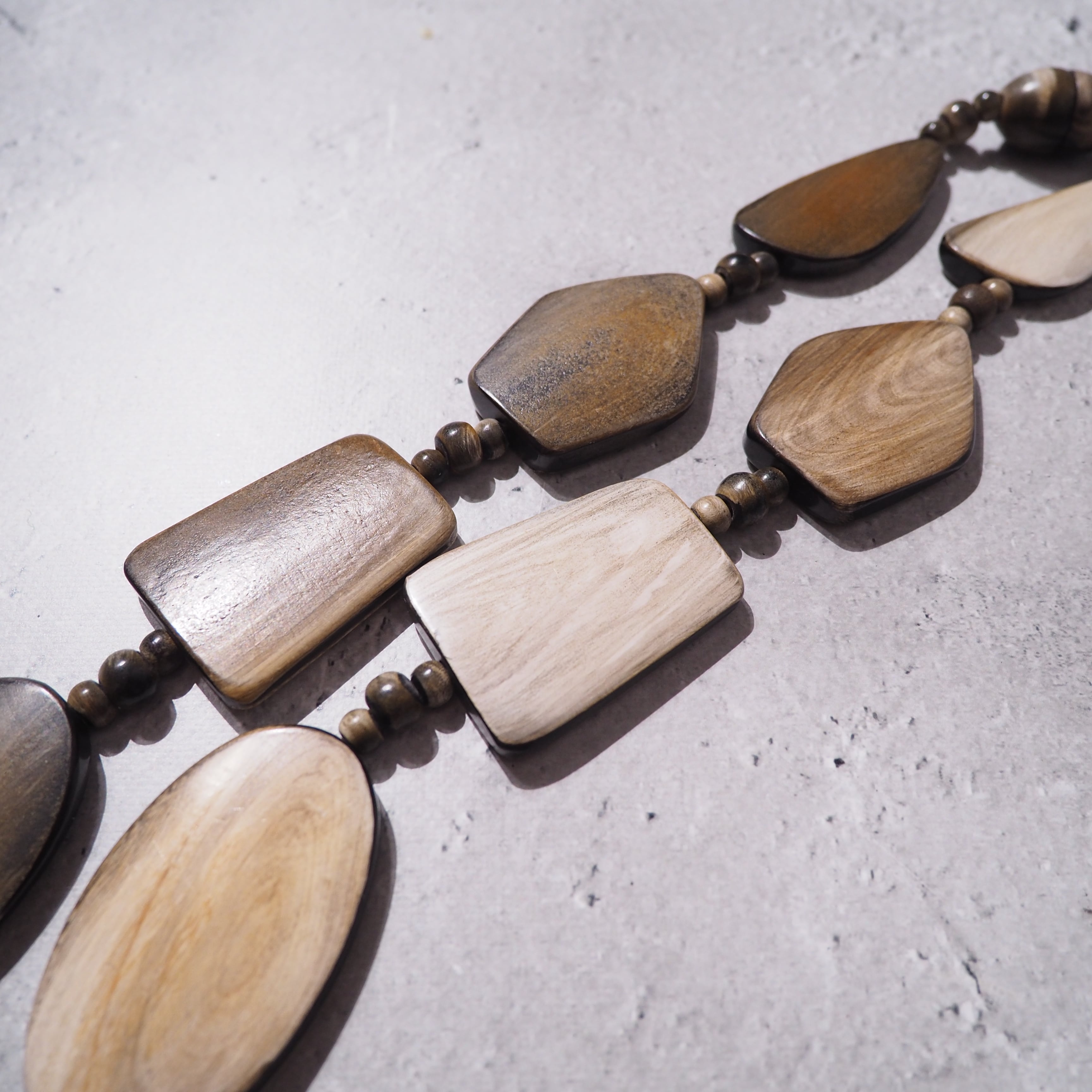 " Unknown " Irregular Wood plate Combination necklace