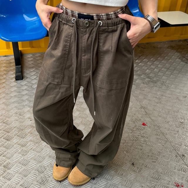 フロントポケットドローストリングワークパンツ 3col   R00617