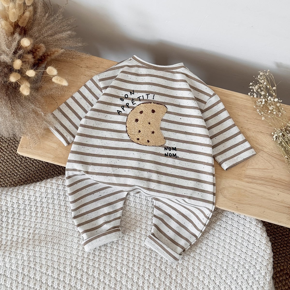 sweetワッペンつぶつぶボーダーカバーオール