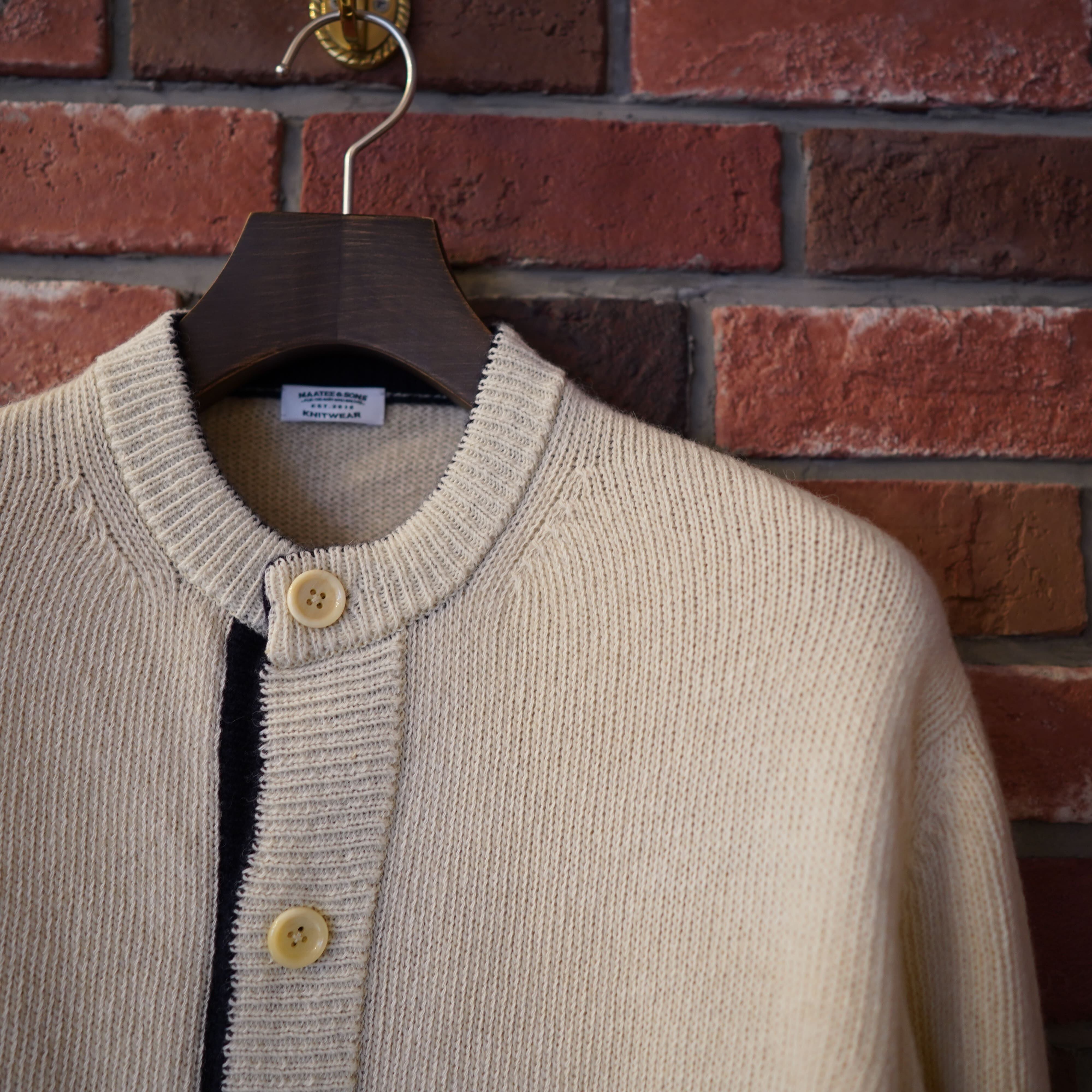 MAATEE & SONS コットンシルクニット ひょっとこ 長袖カーディガン MAATEE & SONS コットンシルクニット ひょっとこ 長袖カーディガン