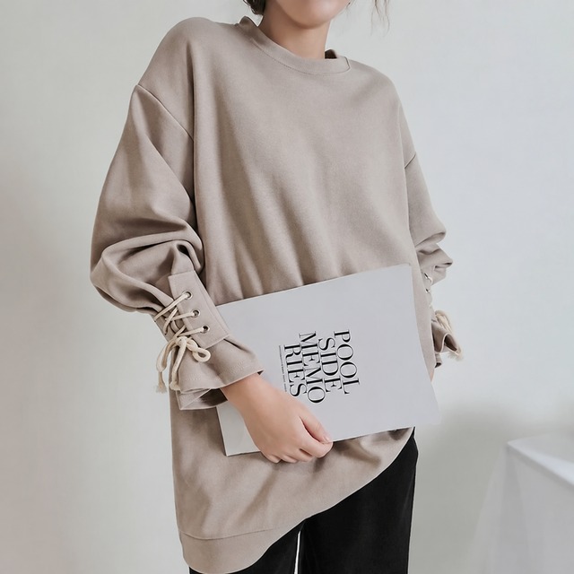 Lace-Up Cuff Pullover 01500