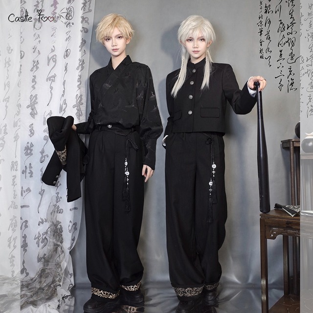 王子系 皇子系ロリィタ 少年装 CastleToo セット割り スーツ一式 ジャケット シャツ パンツ 鶴 ドラゴン 刺繍 チャイナ風 病み可愛い ゴスロリ系チャイナ服 ストリート系 ユニセックス