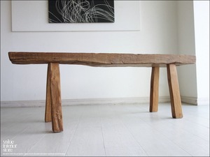 プリミティブオールドチークベンチ M1 長椅子 スツール 古材家具 一枚板 無垢材 古材家具 イス 一点物 送料無料 幅130cm 重さ24kg