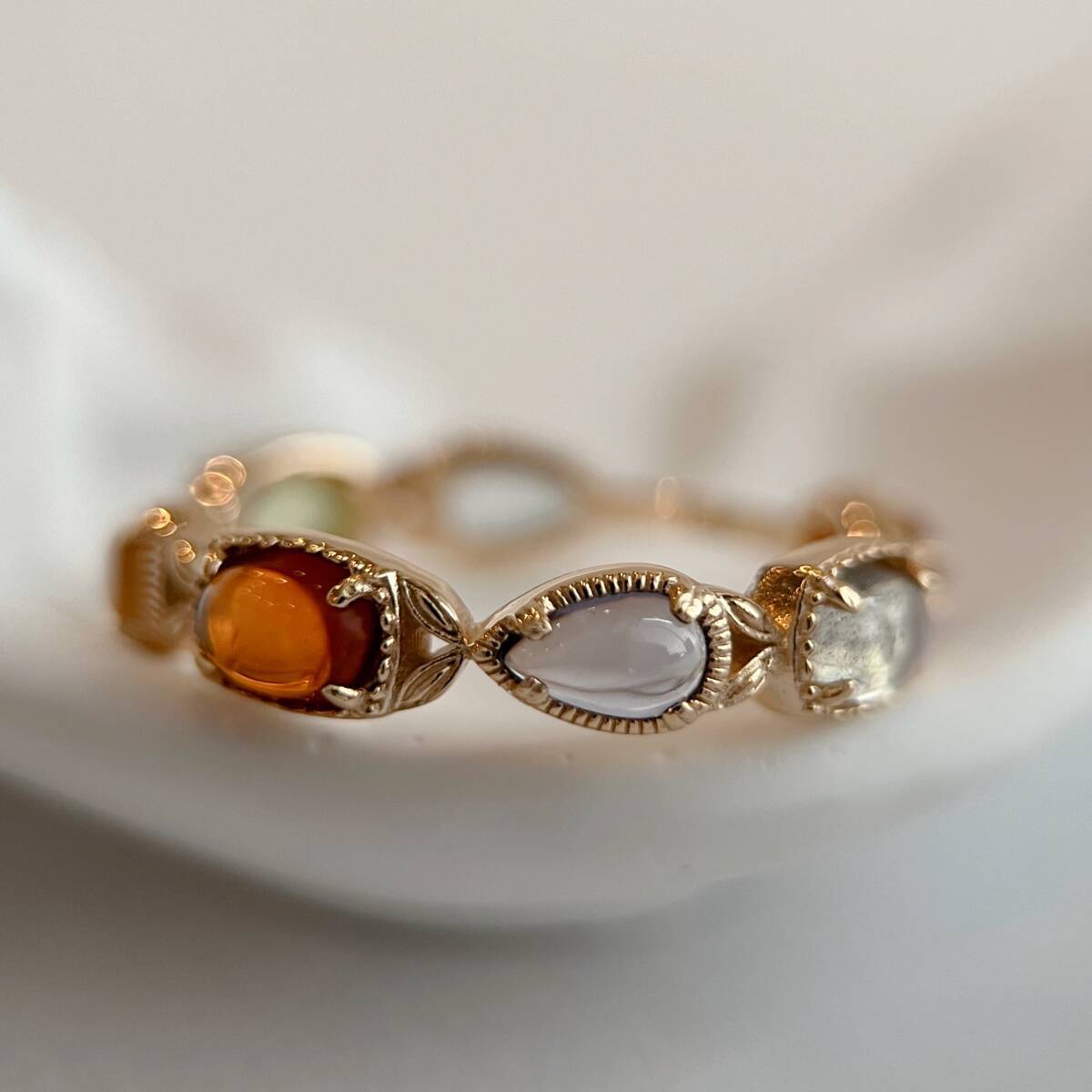 7色マルチカラーランダムストーンリング　silver925