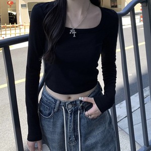 レディース トップス ロンT カットソー クロップド丈 長袖 スクエアネック タイト スリム 細身 ストレート ストリート 伸縮性 アメカジ 薄手 大人可愛い きれいめ シンプル カジュアル おしゃれ かっこいい こなれ感 ラフ メンズライク スポーティー クール ベーシック アメリカン アクティブ 無地 春 秋 冬 学生 学校 デート お出かけ アウトドア 公園 休日 ショッピング 重ね着 韓国 オルチャン コーデ 普段使い 着回し 定番 サイズ S M L 白 ホワイト 黒 ブラック ライトグレー