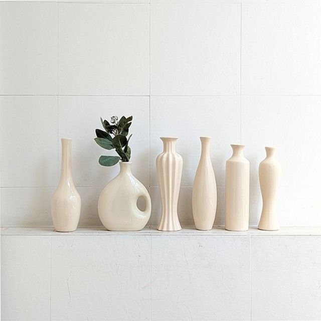 CERAMIC VASE -IVORY LINE-  一輪挿し 花瓶 陶器 オブジェ フラワーベース おしゃれ ドライフラワー 生花