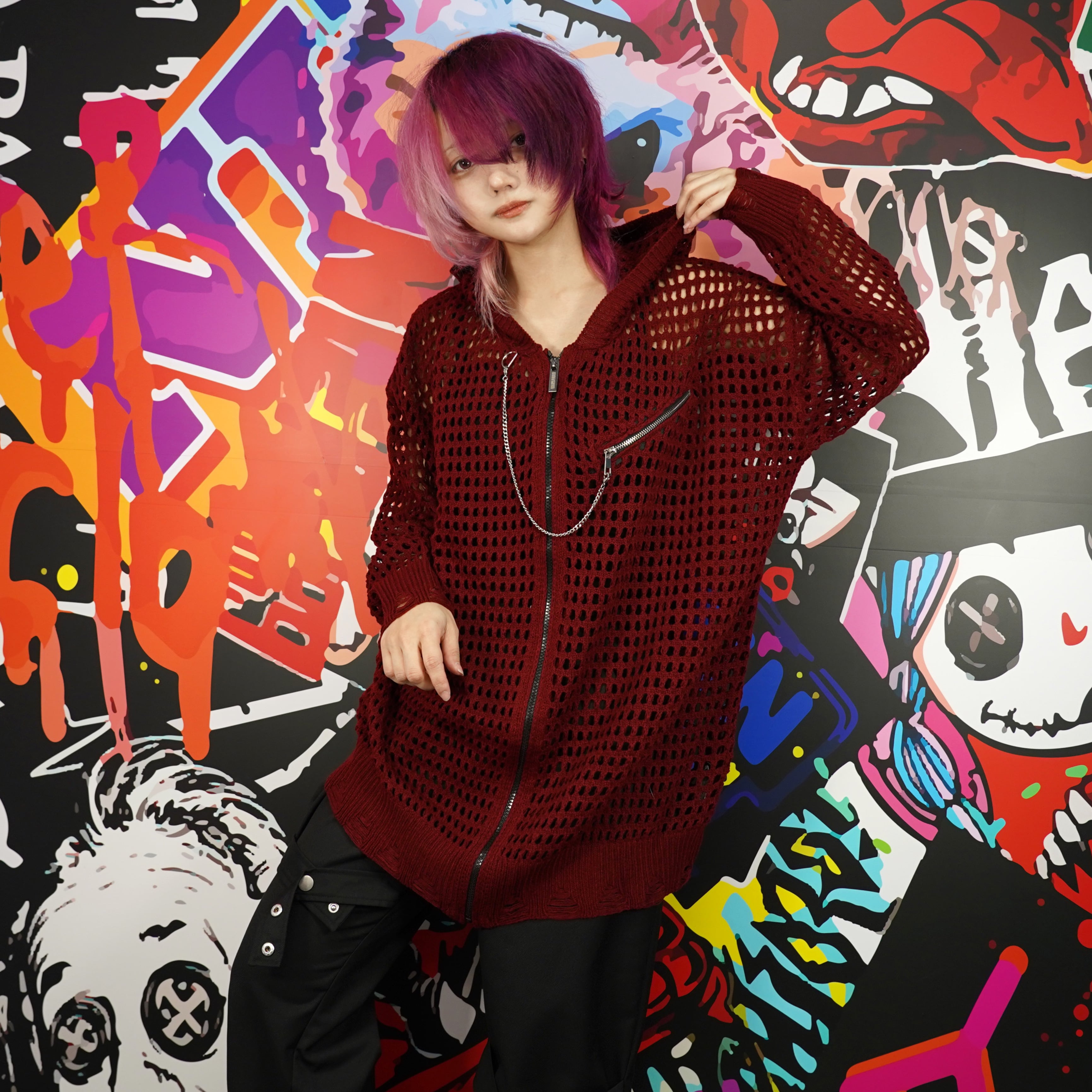 5時間タイムセール】CRIMSON DAMAGE MESH ZIP OUTER【取り外し可能