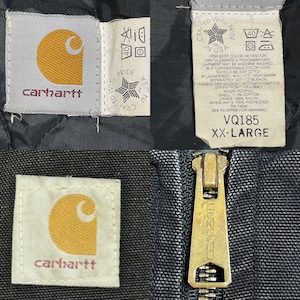 【Carhartt】80s 90s USA製 黒 ダックベスト 裏キルティング 前開き ジッパー ブラック XX-LARGE ビッグシルエット ビッグサイズ カーハート US古着