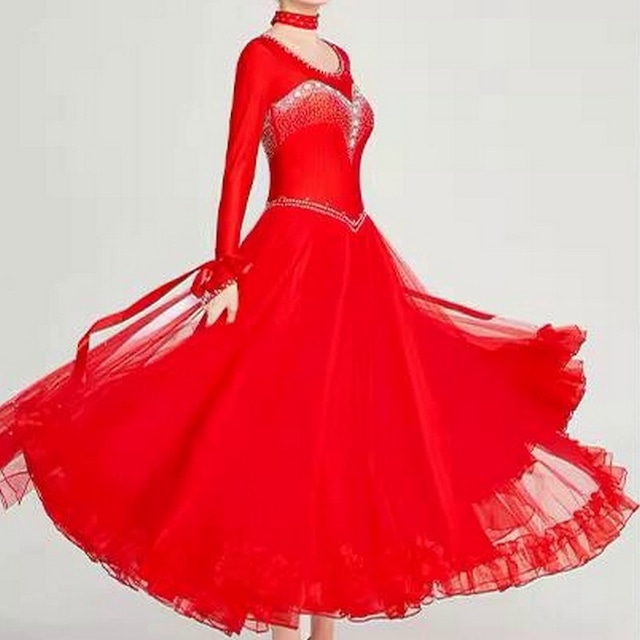 ラウンドネック ロングスリーブ フレアスカート ドレス ds0515