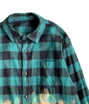 Remake bleach check flannel shirt -Ska/VANDALISM-