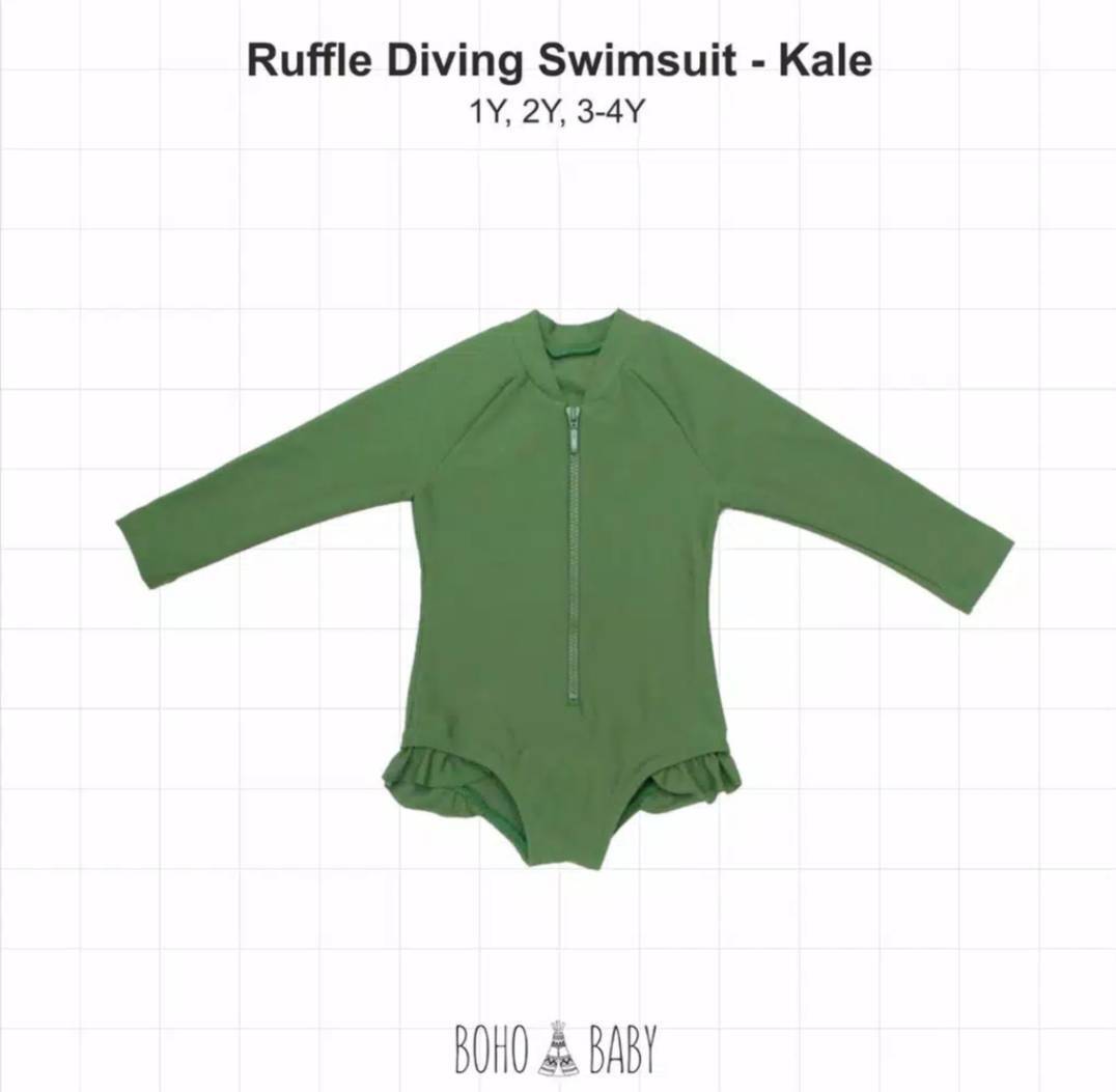 Boho baby/Ruffle diving swimsuit 1-4Yロングスリーブラッフル水着1才～4才サイズ