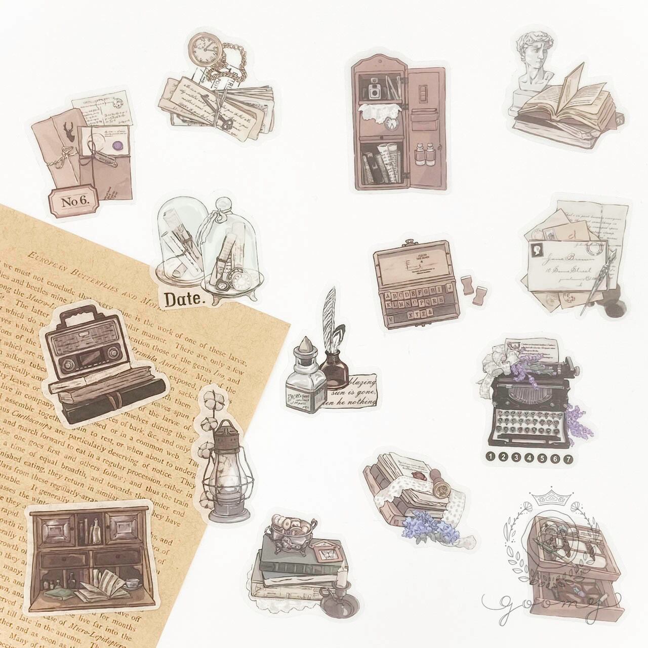 レトロイラストフレークシール レター<S414>