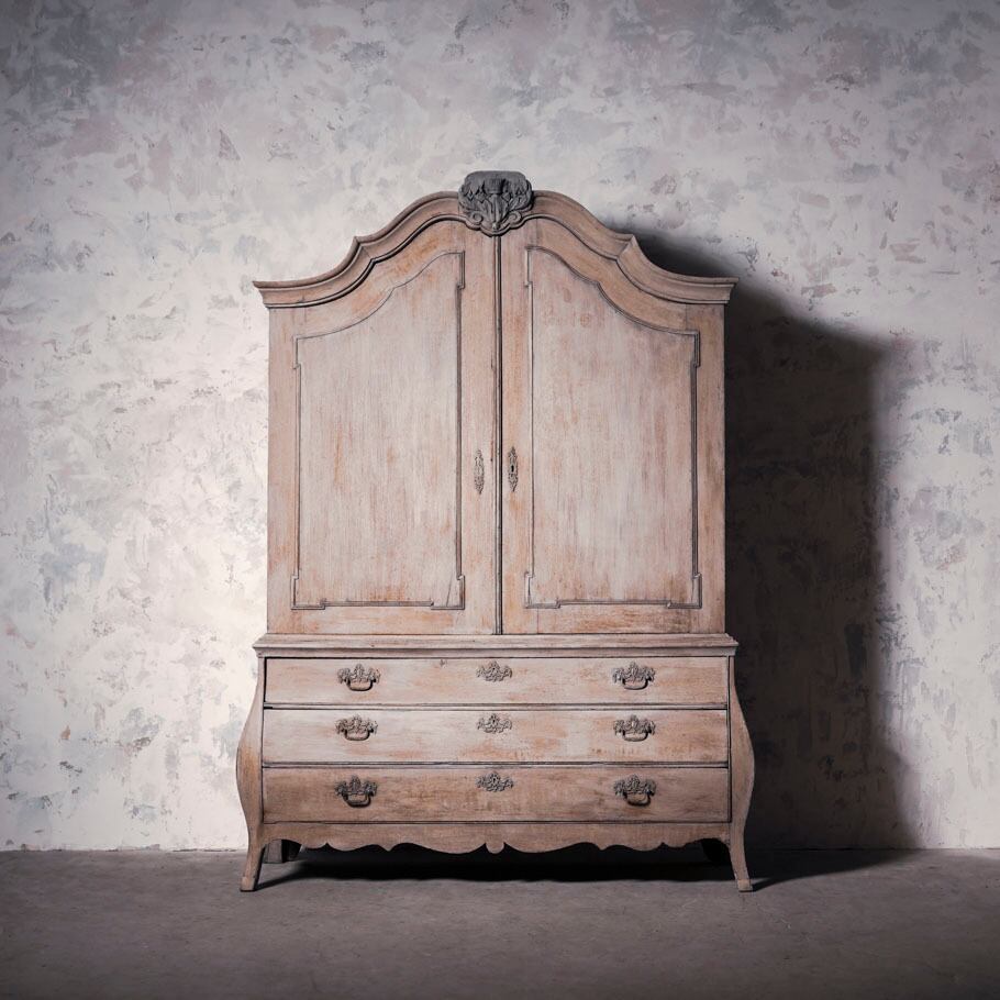 キャビネット/リネンキャビネット/シェルフ/オランダ製/オーク/剥離