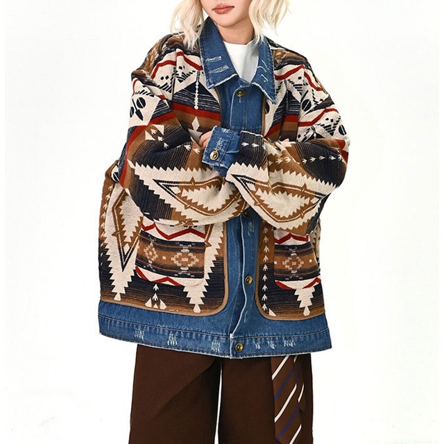 ネイティブジオメトリックレイヤードジャケット   R01524