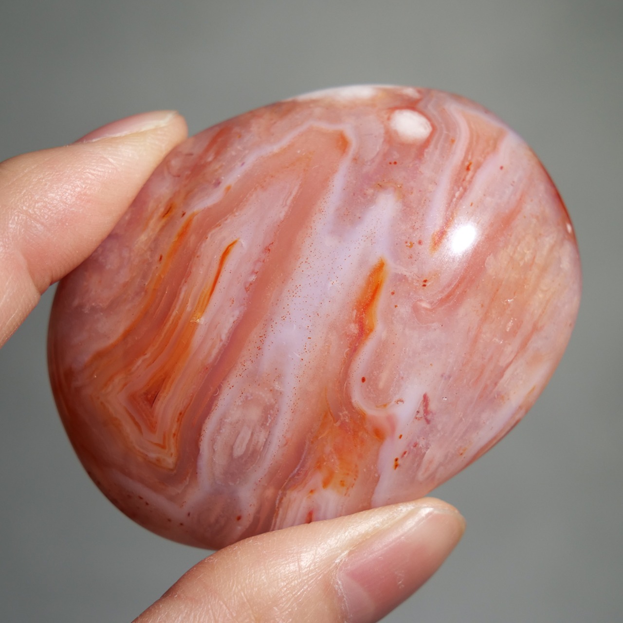 カーネリアン フラワーアゲート / パーム 握り石【B】