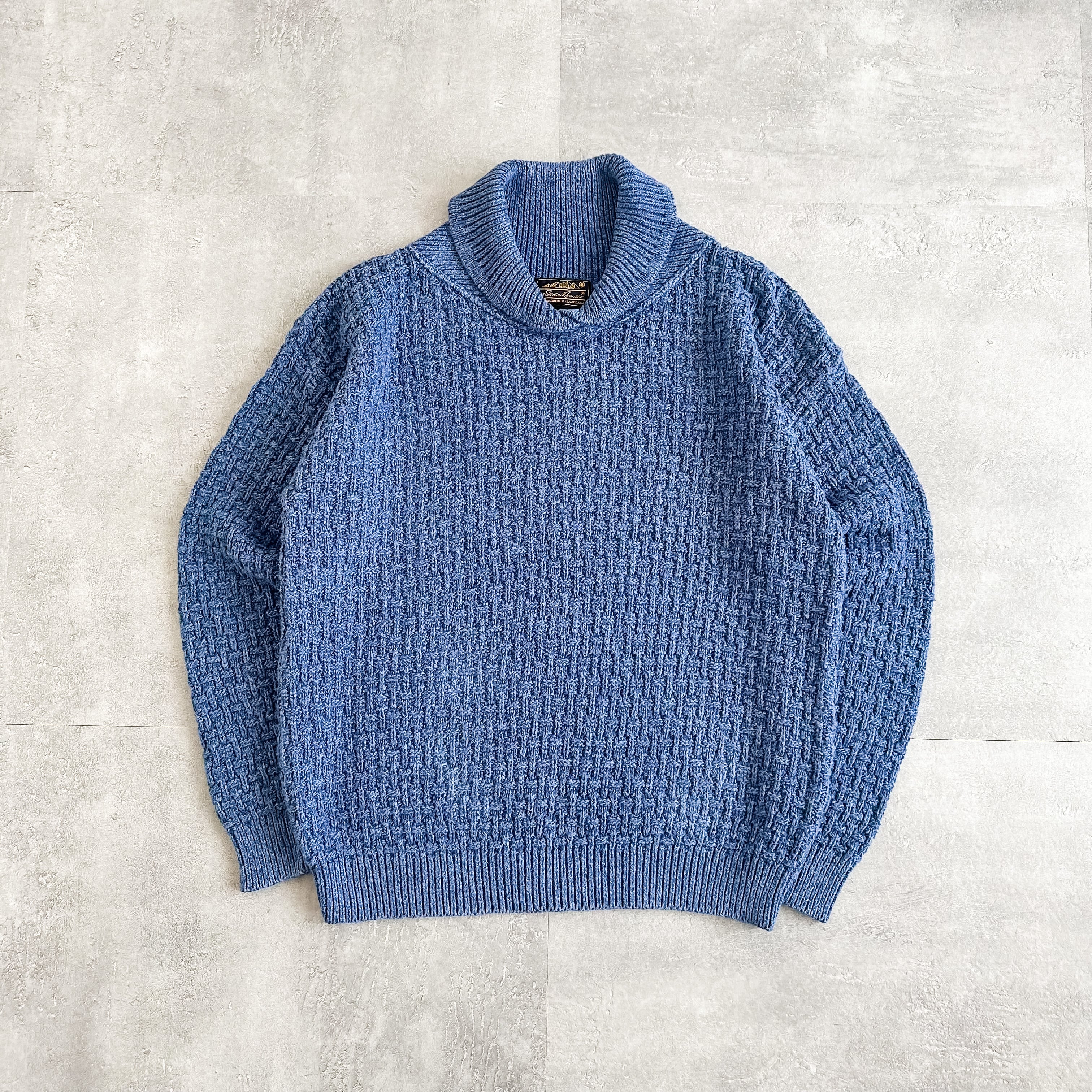 80s90s L.L.Beanフロントポケット付ニットMブルー?VINTAGE L.L.Bean fleece pullover 90s 