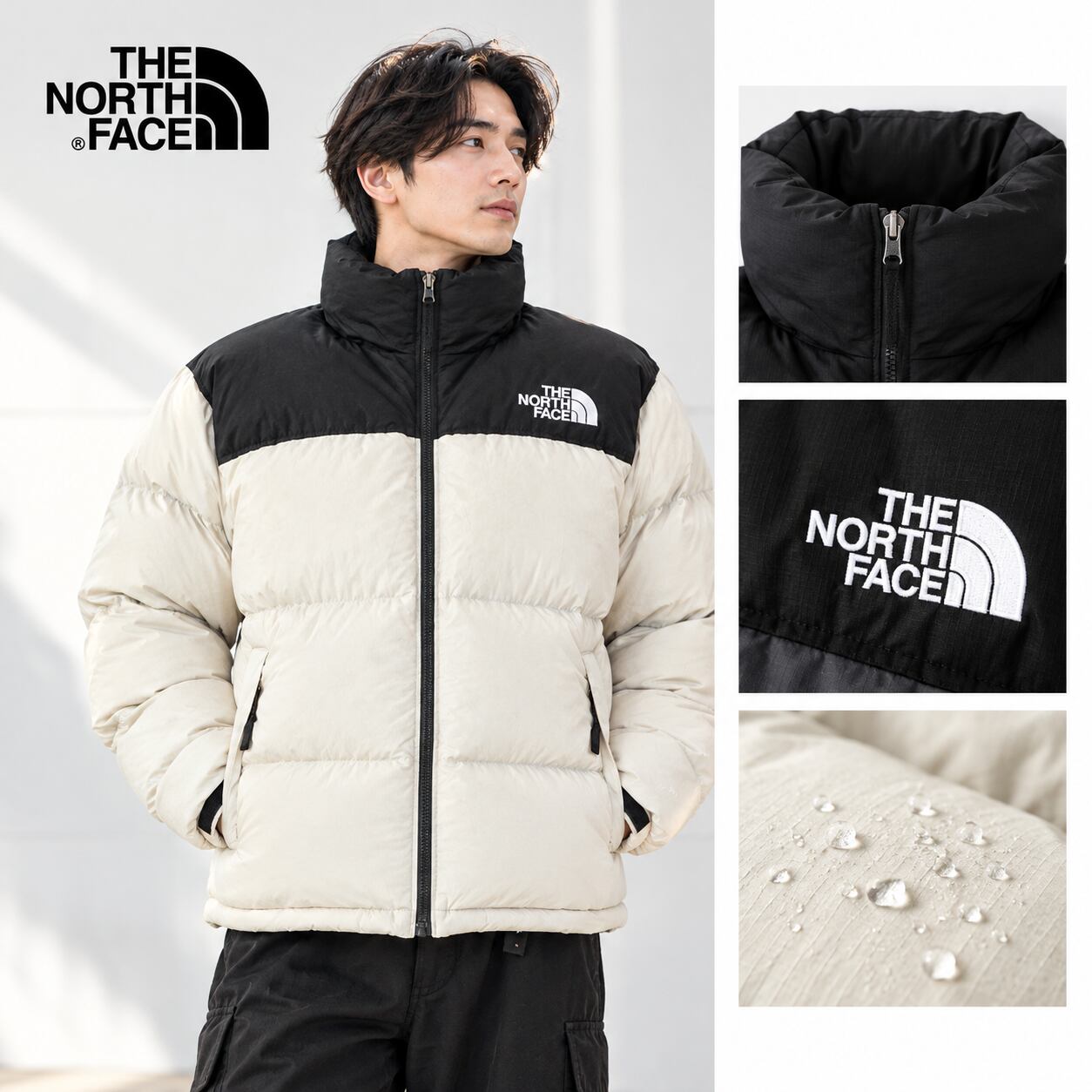 THE NORTH FACE ノースフェイス【正規取扱店】|ヌプシジャケット|撥水 強度 ND92555 ユニセックス フォッシルアイボリー×ブラック