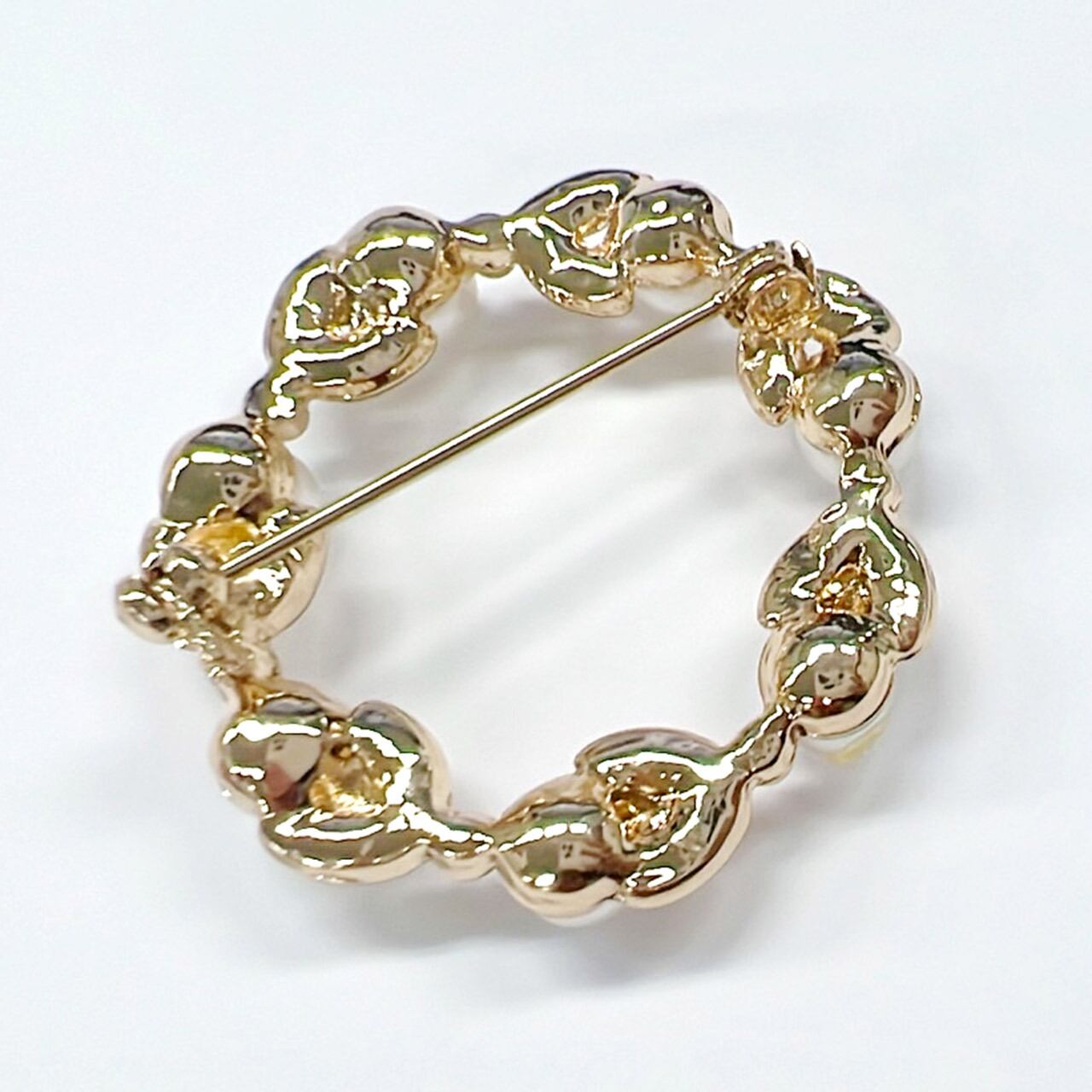 フォーマルコーデを華やかに♪】フェイクパールゴールドサークル