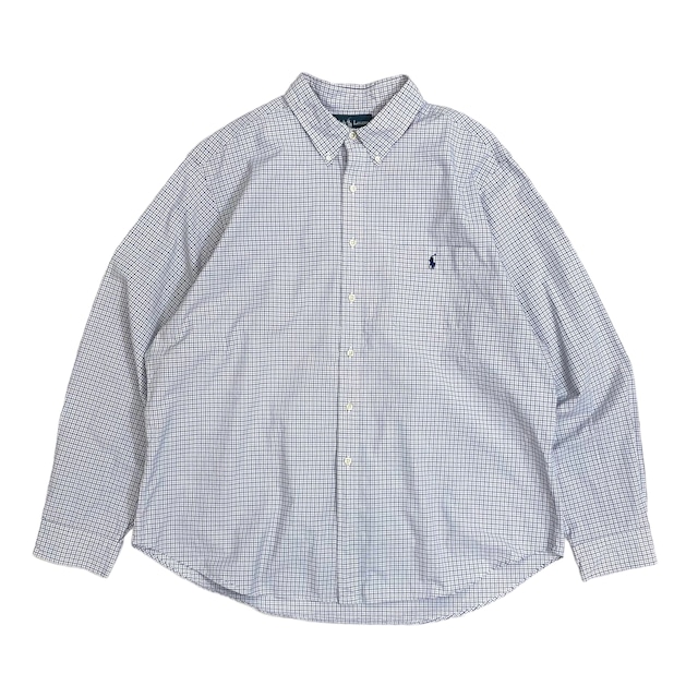 USED 90's Ralph Lauren L/S B.D. check shirts "Classic Fit" - white,blue