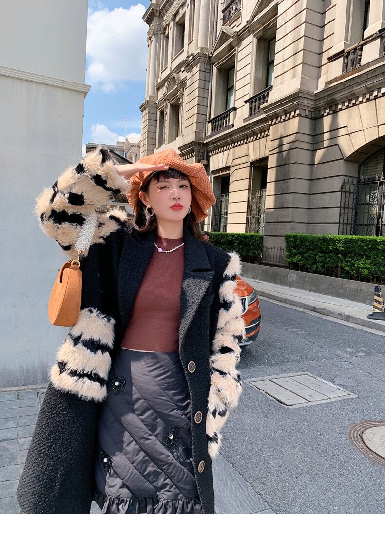 コート ポケット ファー 黒 袖 チェック ボーダー ジャケット アウター