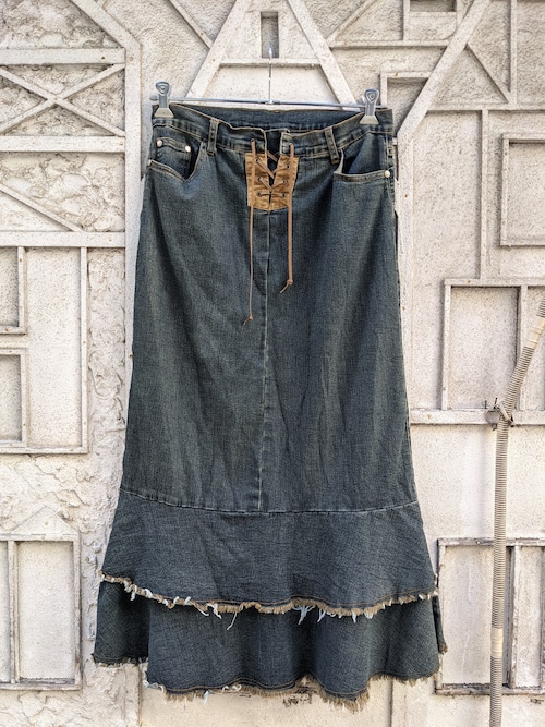 "FAIRY GRUNGE" lace up denim skirt
