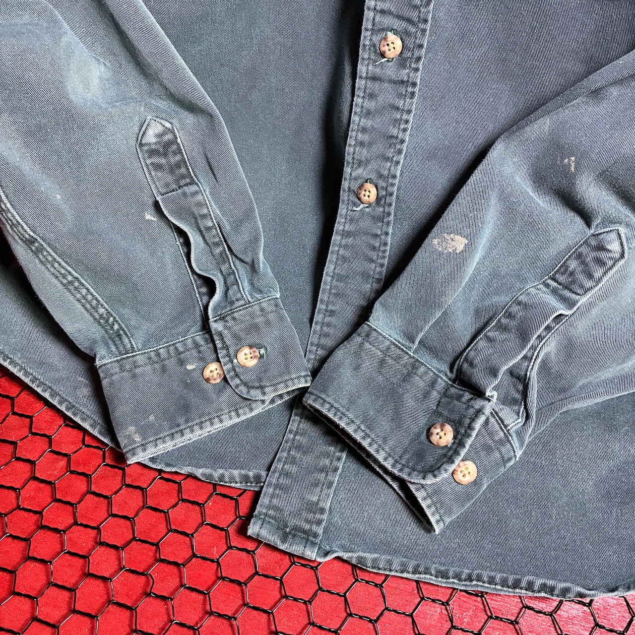 90s Carhartt ダックシャツ ペンキ リアルワーク グリーン カーハート