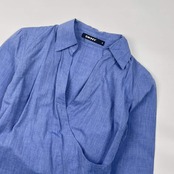 DKNY ダナキャラン ラップ 長袖シャツ トップス 4/ブルー レディース