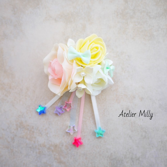 キッズ 浴衣 発表会 七五三 結婚式 ピンクローズの髪飾り ヘアアクセサリー コサージュ 子供に Ateliermilly アトリエミリー キッズ 浴衣 発表会 七五三 結婚式 ピンクローズの髪飾り ヘアアクセサリー コサージュ 子供に Ateliermilly アトリエミリー