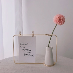 metal wire memo vase 2colors / メモ クリップ ワイヤー ベース 花瓶 ゴールド ブラック ポストカード 韓国 雑貨