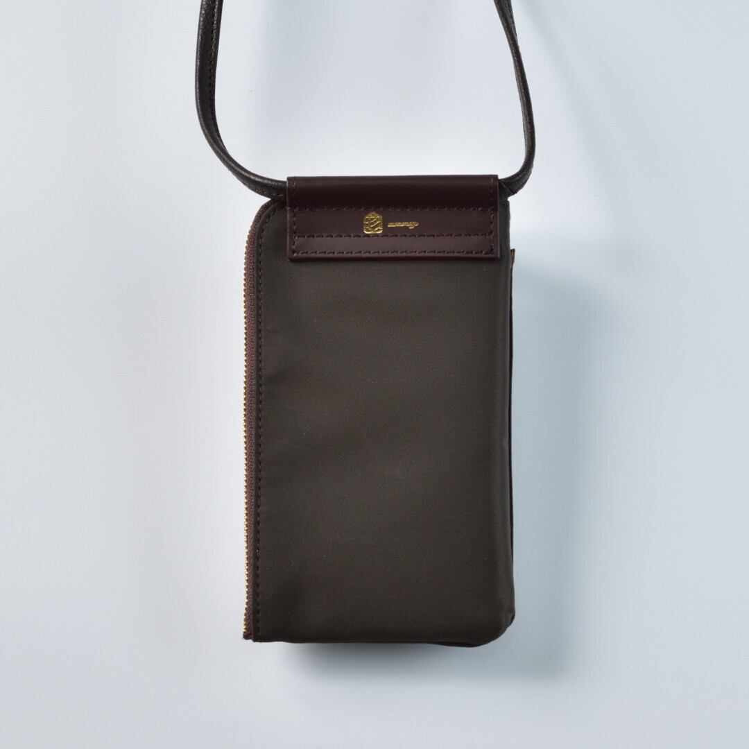 mononogu もののぐ MS2-DV モバイルショルダー・チョコ イタリア製のリモンタナイロンを使用した高級感があり機能的なモバイルショルダー