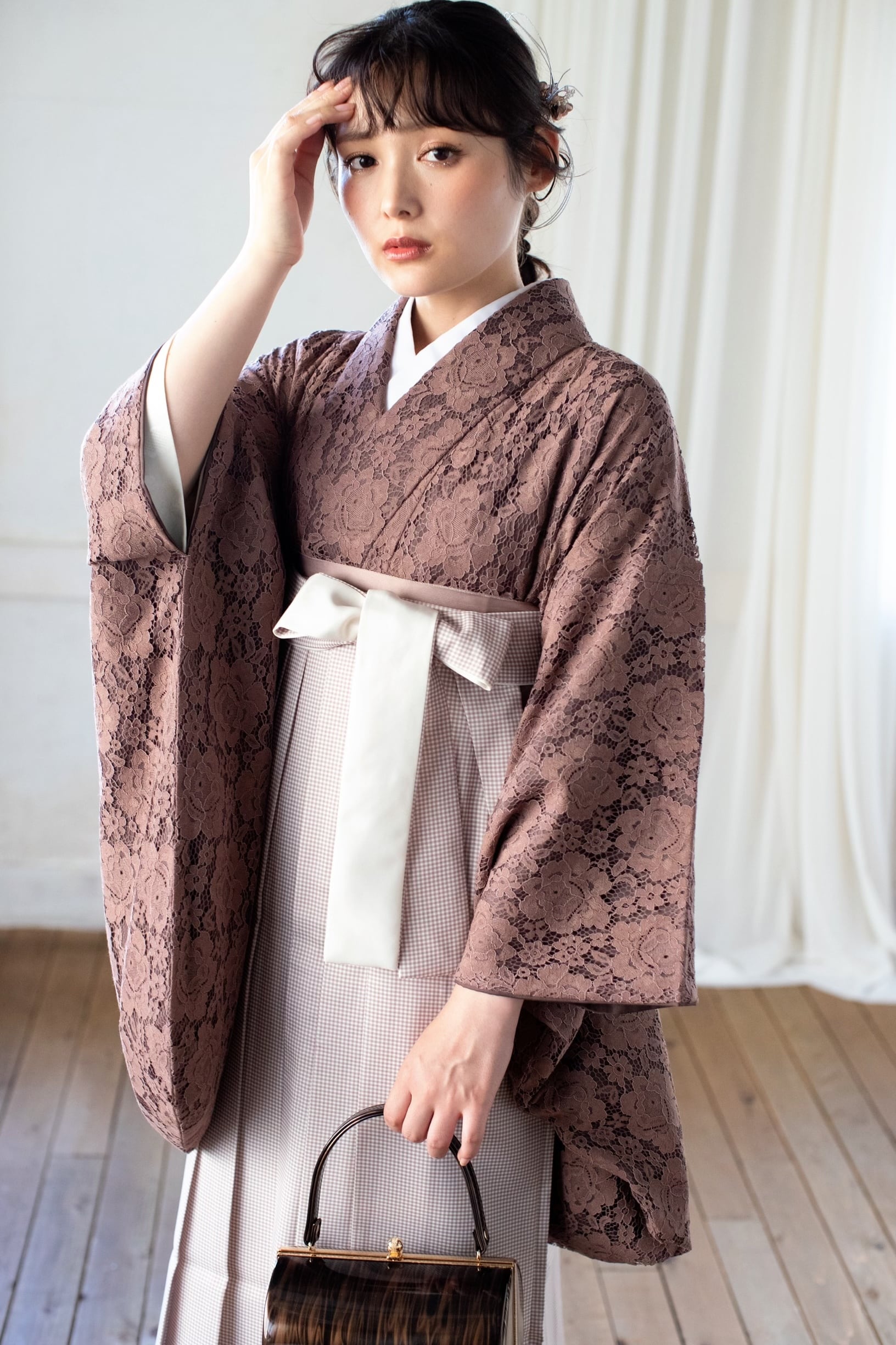 Kimono Sienne 卒業式袴 3点セット レース二尺袖 袴 卒業式