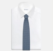 Cravatta 3 pieghe in Seta, Fantasia Geometrica, Blu Grigio- JA057082-8